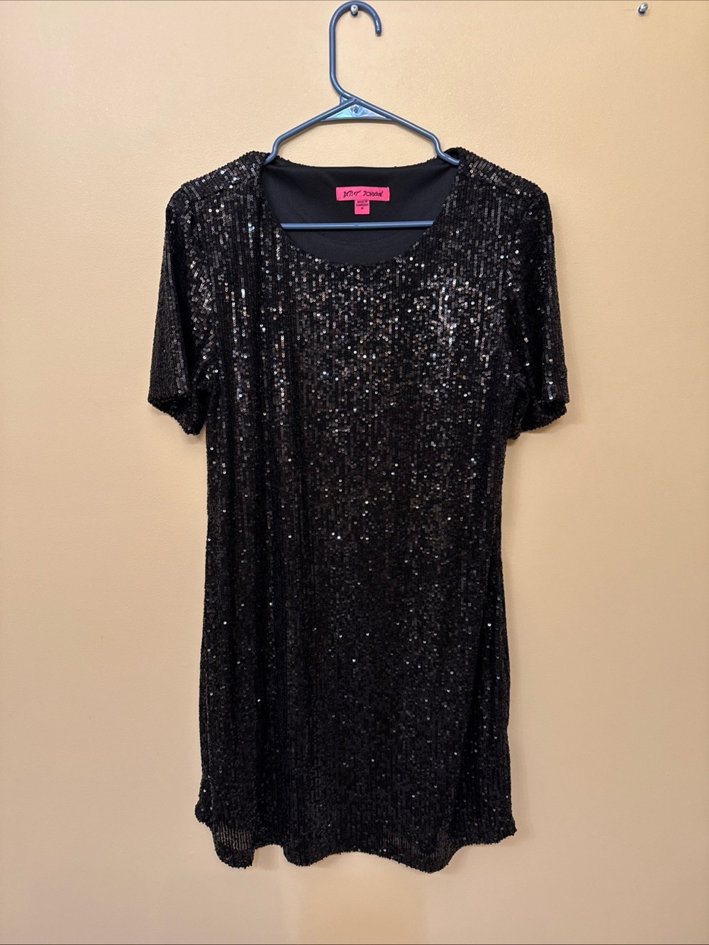Betsey Johnson Black Sequin Shift Dress